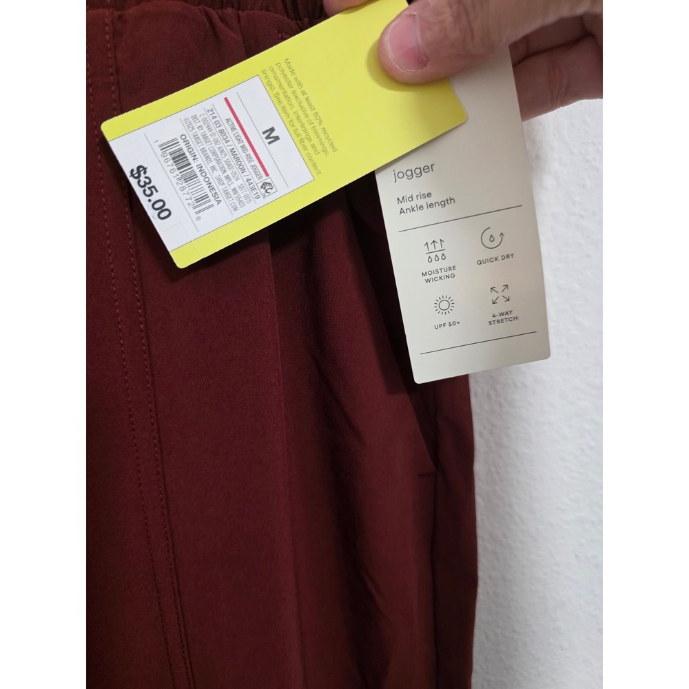 All in Motion Womens Maroon Active Light Mid-Rise Jogger Pants Size M NWT - Picture 4 of 5